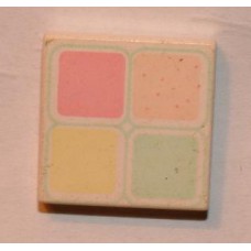 Part 3068pb19 White Tile 2 x 2 with 4 Pastel Squares Pattern 